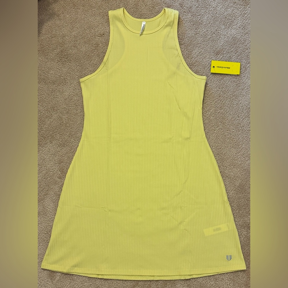 NWT Eleven by Venus Williams Skater Rib Dress in Lemon    Sz M